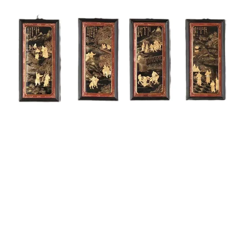 Antique hand-painted gold hanging screen old nanmu study room living room tea room decorative painting wooden hanging
Antique hand-painted gold hanging screen old nanmu study room living room tea room decorative painting wooden hanging