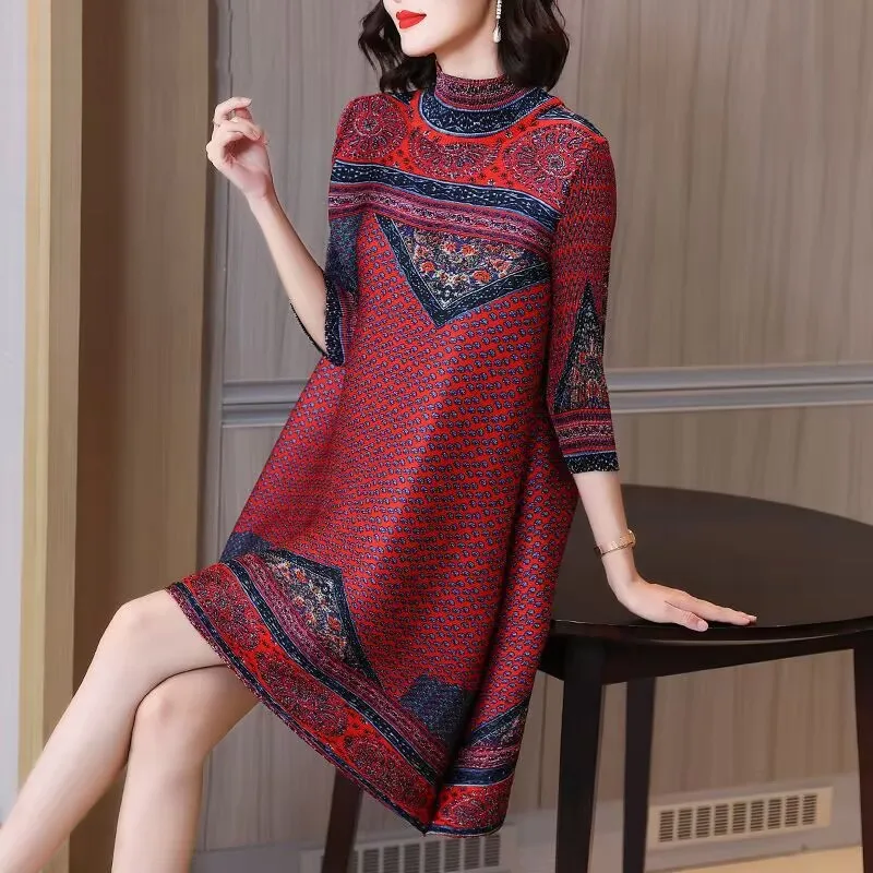 Womens Dresses Printed Plus Size Women's Pleated Spring/summer Fashion Dress High-end Temperament age-Reducing Loose -line Skirt
Womens Dresses Printed Plus Size Women's Pleated Spring/summer Fashion Dress High-end Temperament age-Reducing Loose -line Skirt