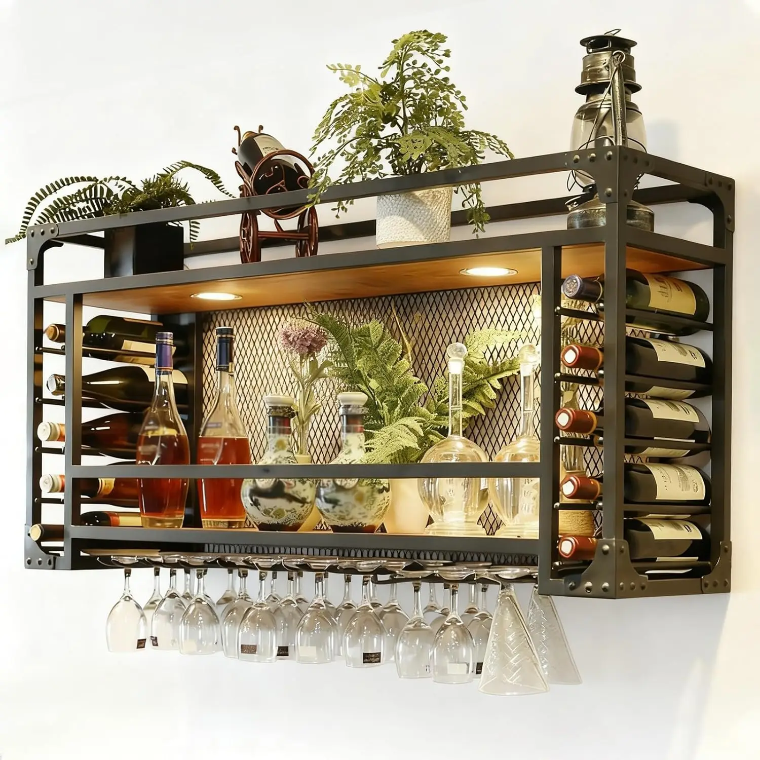 31.4in Wall Mounted Wine Racks, Hanging Wine Rack, Large Capacity Wine Holder, Can Hanging Or Wall Mounted, Simple Type with Lig
31.4in Wall Mounted Wine Racks, Hanging Wine Rack, Large Capacity Wine Holder, Can Hanging Or Wall Mounted, Simple Type with Lig