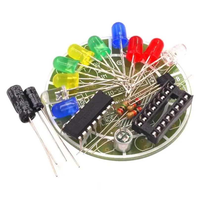 3pcs Fun 4017 colorful rotating voice-activated LED light kit / circuit board production / electronic diy production (parts)
3pcs Fun 4017 colorful rotating voice-activated LED light kit / circuit board production / electronic diy production (parts)