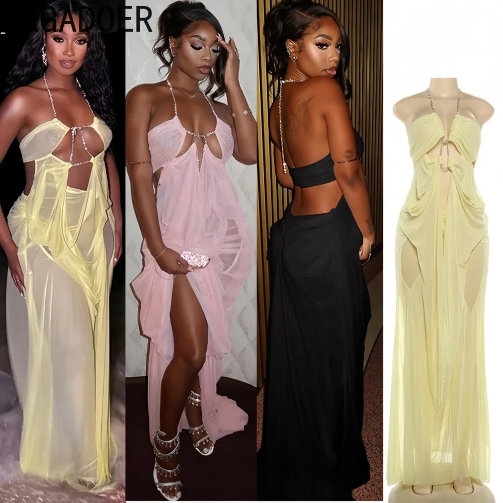 FAGADOER Sexy Lace See Through Patchwork Bodycon Dresses for Woman Spaghetti Strap Sleeveless Backless Dress Female Streetwear
FAGADOER Sexy Lace See Through Patchwork Bodycon Dresses for Woman Spaghetti Strap Sleeveless Backless Dress Female Streetwear