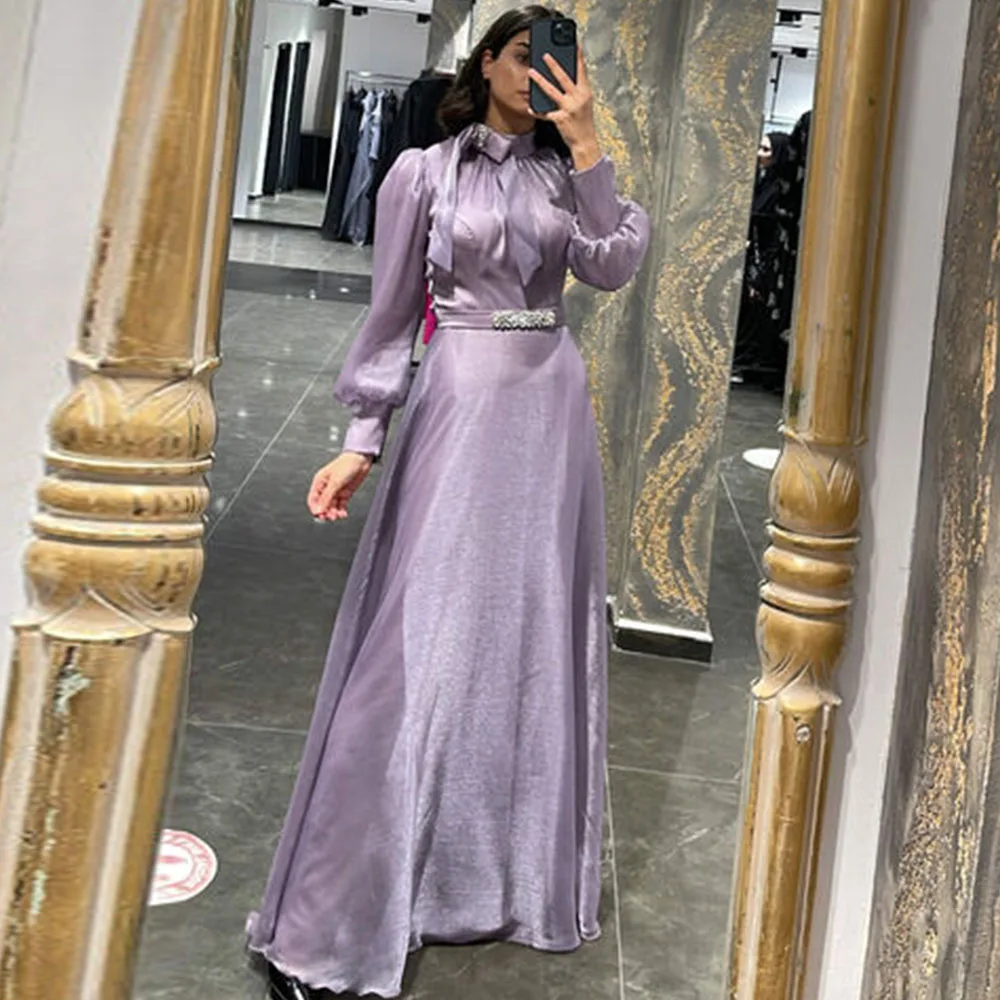 Purple Elegant A-Line Evening Dresses 2023 New Arrive Puffy Full Sleeve O Neck Beading Occasion Gowns Custom Made فستان سهرة
Purple Elegant A-Line Evening Dresses 2023 New Arrive Puffy Full Sleeve O Neck Beading Occasion Gowns Custom Made فستان سهرة