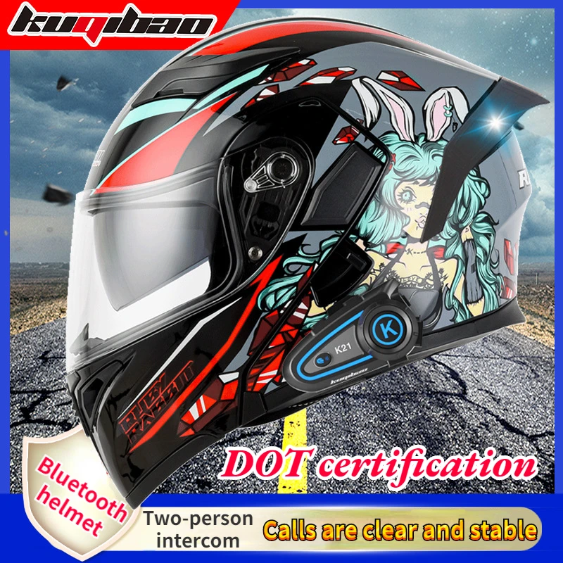 Kuqibao Double Lens Flip Up Helmet Motorcycle Bluetooth Helmet Two-person Intercom Motorcycle Cool Full Helmet DOT Certification
Kuqibao Double Lens Flip Up Helmet Motorcycle Bluetooth Helmet Two-person Intercom Motorcycle Cool Full Helmet DOT Certification