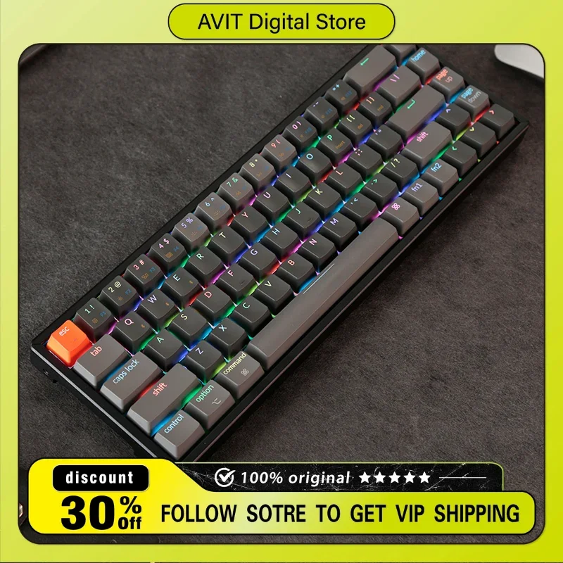 Беспроводная механическая клавиатура K6, 65%, двойной режим, Bluetooth, 68 клавиш, RGB, с возможностью горячей замены, офисные аксессуары для настольных ноутбуков ESport KC
Беспроводная механическая клавиатура K6, 65%, двойной режим, Bluetooth, 68 клавиш, RGB, с возможностью горячей замены, офисные аксессуары для настольных ноутбуков ESport KC