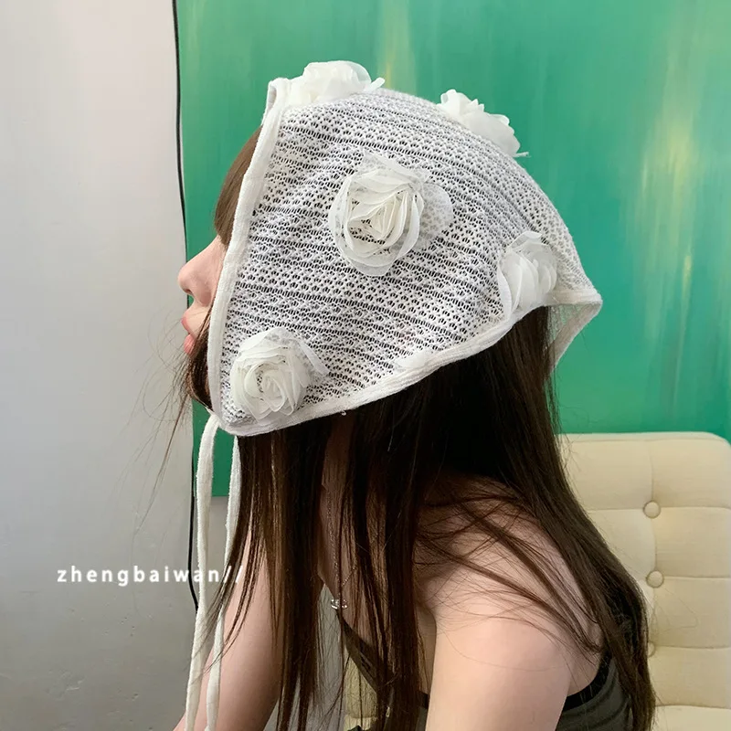 French 3D Flower Design Hollow Triangular Headscarf Hat for Women Spring and Summer Travel Fashion Versatile Sweet Hair Scarf
French 3D Flower Design Hollow Triangular Headscarf Hat for Women Spring and Summer Travel Fashion Versatile Sweet Hair Scarf