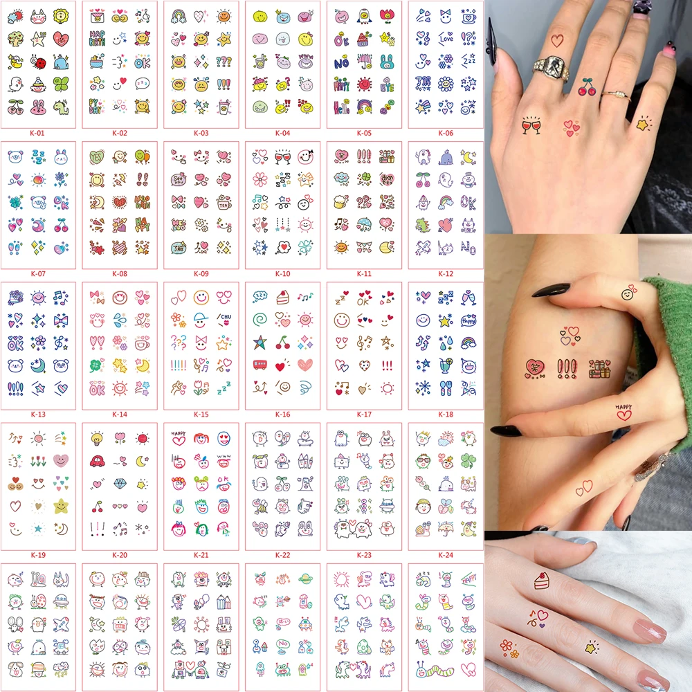 30 Sheets Small Tattoo Stickers for Women Men Waterproof Temporary Tattoos for Fingers Hand Body Makeup Cartoon Cute Fake Tattoo
30 Sheets Small Tattoo Stickers for Women Men Waterproof Temporary Tattoos for Fingers Hand Body Makeup Cartoon Cute Fake Tattoo
