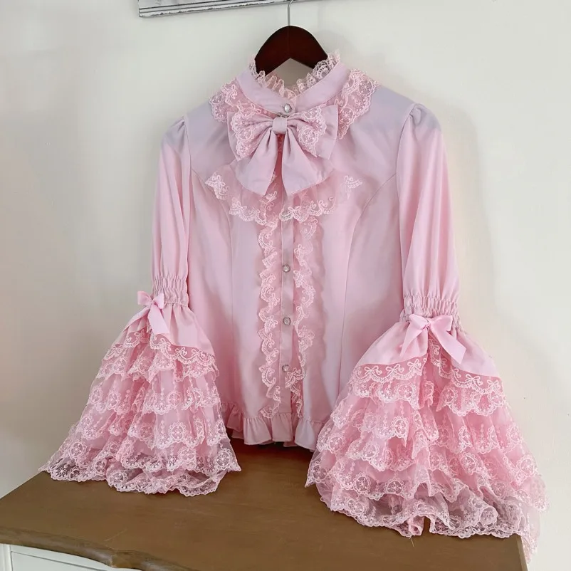 Lolita Style Japanese Sweet Blouses Women Cute Lace Peter Pan Collar Bow Flare Long Sleeve Gothic Shirts Female Kawaii Y2k Tops
Lolita Style Japanese Sweet Blouses Women Cute Lace Peter Pan Collar Bow Flare Long Sleeve Gothic Shirts Female Kawaii Y2k Tops