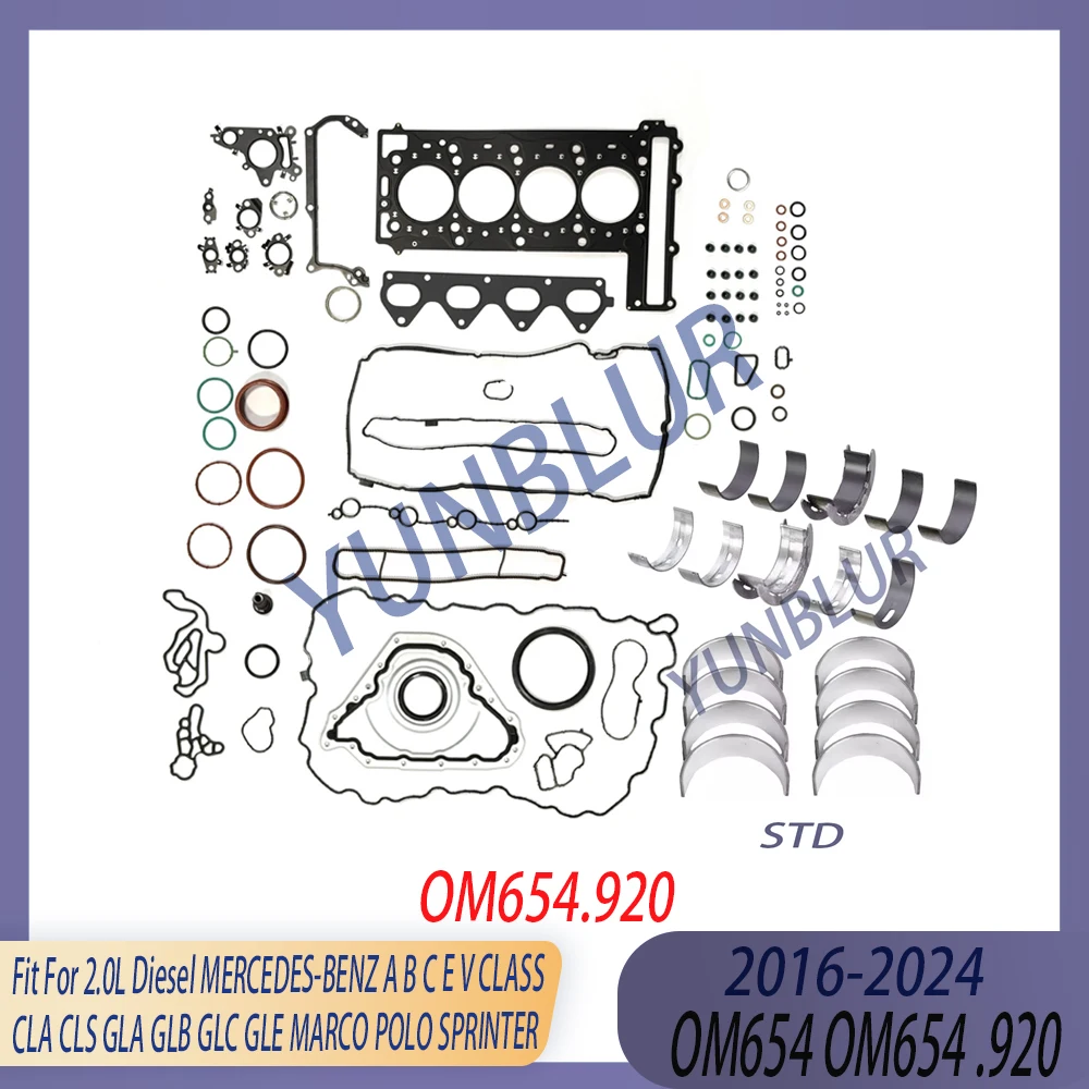STD Engine Full Gasket & Bearing Set Fit 2.0 L Diesel OM654 16-23 For MERCEDES-BENZ A200 B200 C200 CLA200 CLS200 E200 GLA200
STD Engine Full Gasket & Bearing Set Fit 2.0 L Diesel OM654 16-23 For MERCEDES-BENZ A200 B200 C200 CLA200 CLS200 E200 GLA200