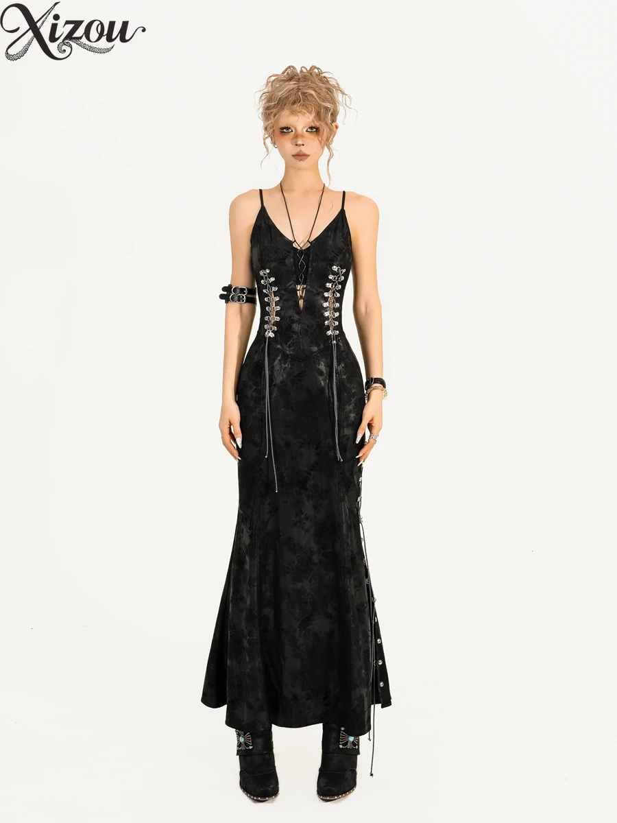 2025 Gothic Heavy Industry Sling Dress Women Punk Dresses Satin Backless Evening Gown Retro Velvet Pleated Elegant Bodycon
2025 Gothic Heavy Industry Sling Dress Women Punk Dresses Satin Backless Evening Gown Retro Velvet Pleated Elegant Bodycon