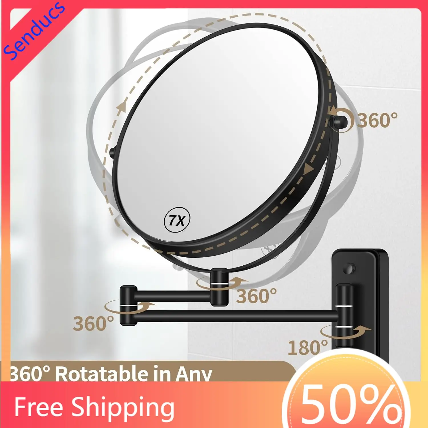 Matte Black Folding Bathroom Mirror with 3X 5X Magnifying Makeup Mirrors Wall Mounted Bathroom Fixture Folding Bath Mirrors
Matte Black Folding Bathroom Mirror with 3X 5X Magnifying Makeup Mirrors Wall Mounted Bathroom Fixture Folding Bath Mirrors