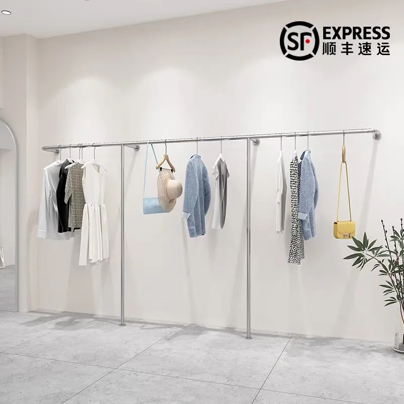 Custom. Clothing Store Display Rack Thickened Stainless Steel Wall-Mounted Shelf Women's Clothing Children's Clothing Store Simp
Custom. Clothing Store Display Rack Thickened Stainless Steel Wall-Mounted Shelf Women's Clothing Children's Clothing Store Simp