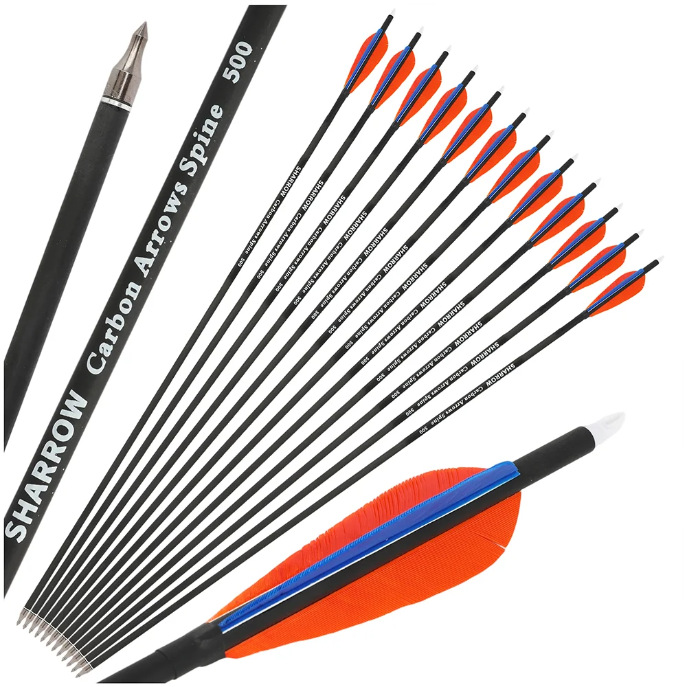 4inch Natural Feathers 6/12PCS 30inch Carbon Arrows Spine 500 100 Grain Replaceable Tips for Compound Recurve Bow Training
4inch Natural Feathers 6/12PCS 30inch Carbon Arrows Spine 500 100 Grain Replaceable Tips for Compound Recurve Bow Training