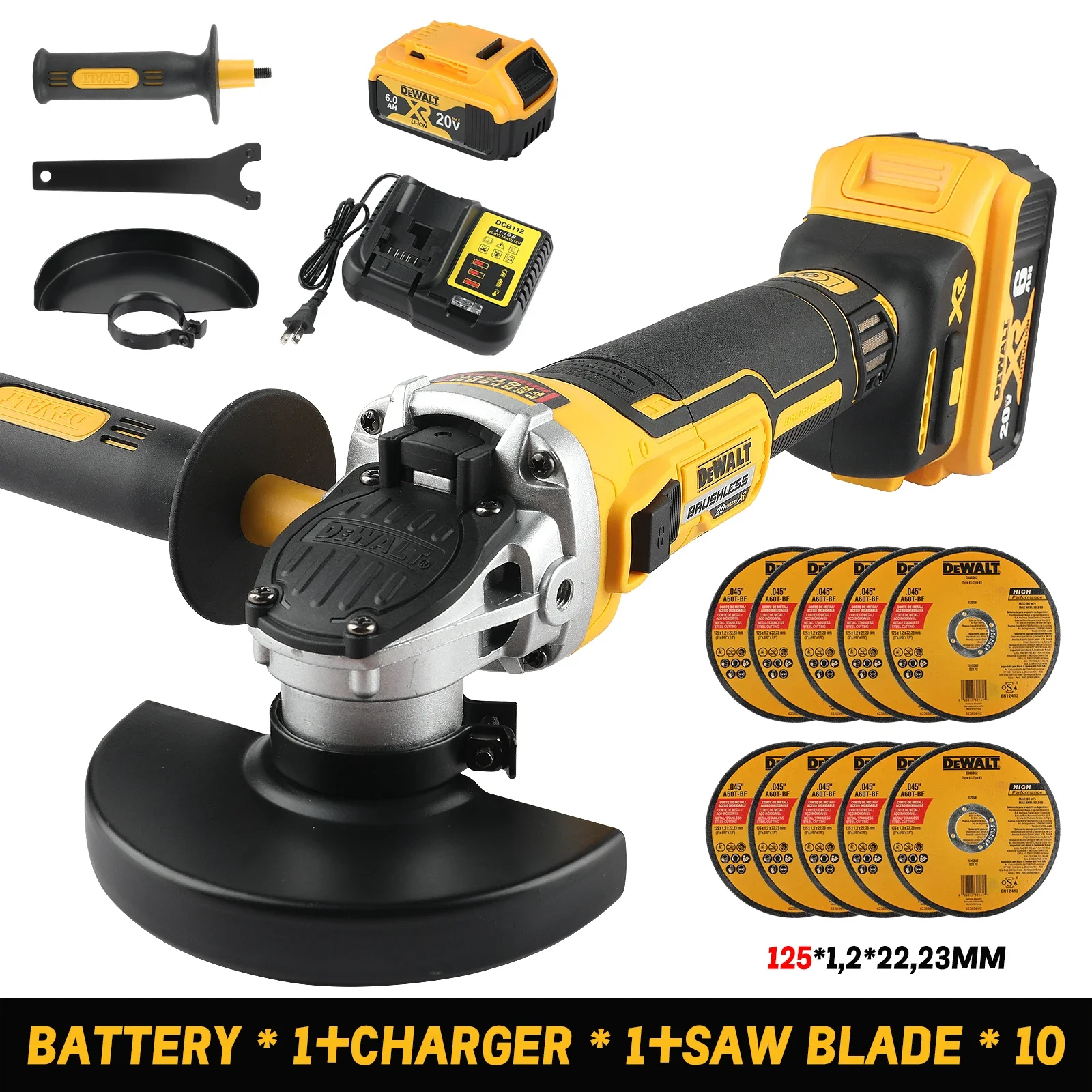 DEWALT DCG405NT 125mm Flat Head Angle Grinder, Bare Machine Tool Cutting Machine, One 18V Lithium Battery and Saw Blade * 10
DEWALT DCG405NT 125mm Flat Head Angle Grinder, Bare Machine Tool Cutting Machine, One 18V Lithium Battery and Saw Blade * 10