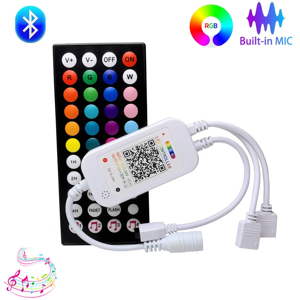 Infrared Music Bluetooth Controller 44 Keys IR Remote Sound Sensor Phone APP Control 2-Ways For 5050 3528 RGB LED Strip Light 
Infrared Music Bluetooth Controller 44 Keys IR Remote Sound Sensor Phone APP Control 2-Ways For 5050 3528 RGB LED Strip Light