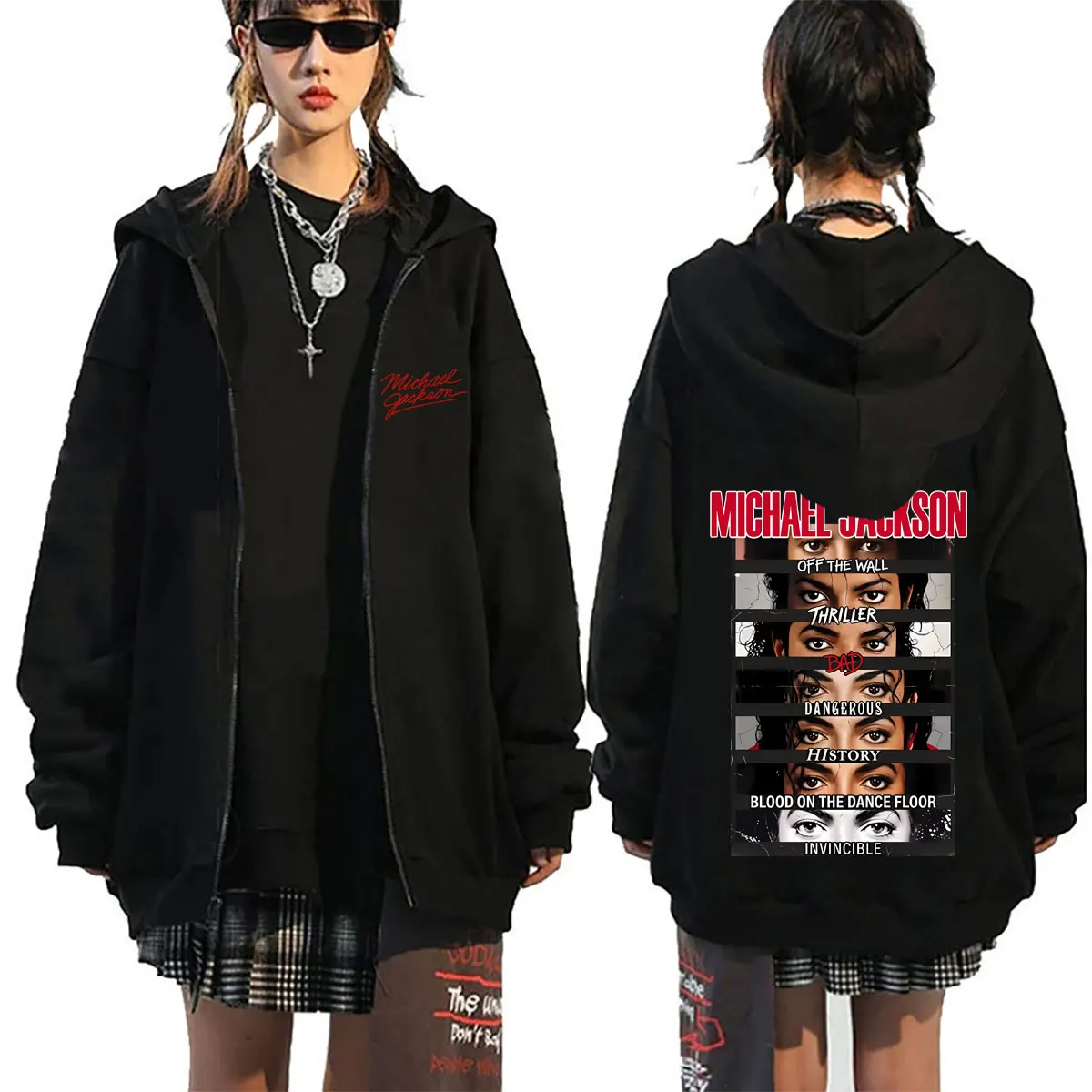 Michael Jackson Music Album Eyes Graphic Zipper Hoodie Men Women Retro Gothic Rock Zip Up Jacket Man Oversized Zip Up Sweatshirt
Michael Jackson Music Album Eyes Graphic Zipper Hoodie Men Women Retro Gothic Rock Zip Up Jacket Man Oversized Zip Up Sweatshirt