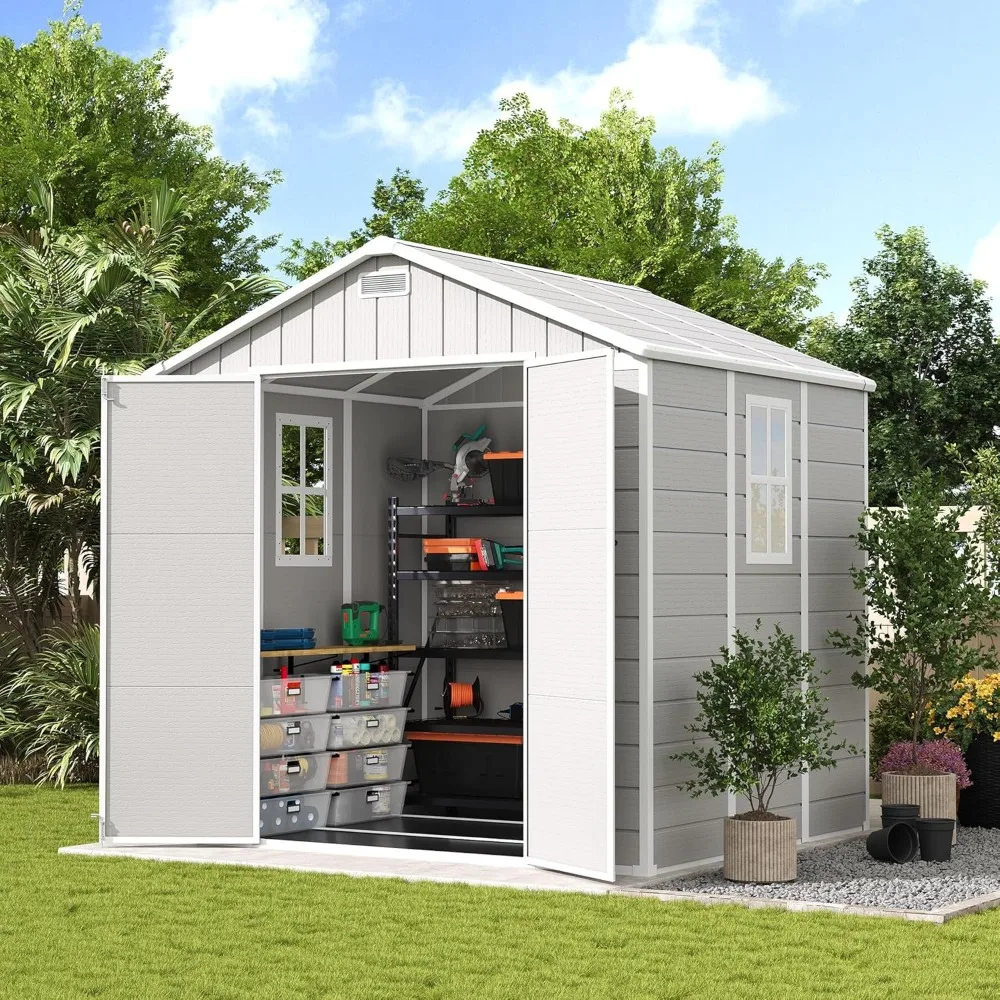 Resin Storage Shed 8 x 6 FT, Outdoor Garden Sheds with Floor Plastic Patio Outdoor Storage Shed with Lockable Door, Customized
Resin Storage Shed 8 x 6 FT, Outdoor Garden Sheds with Floor Plastic Patio Outdoor Storage Shed with Lockable Door, Customized