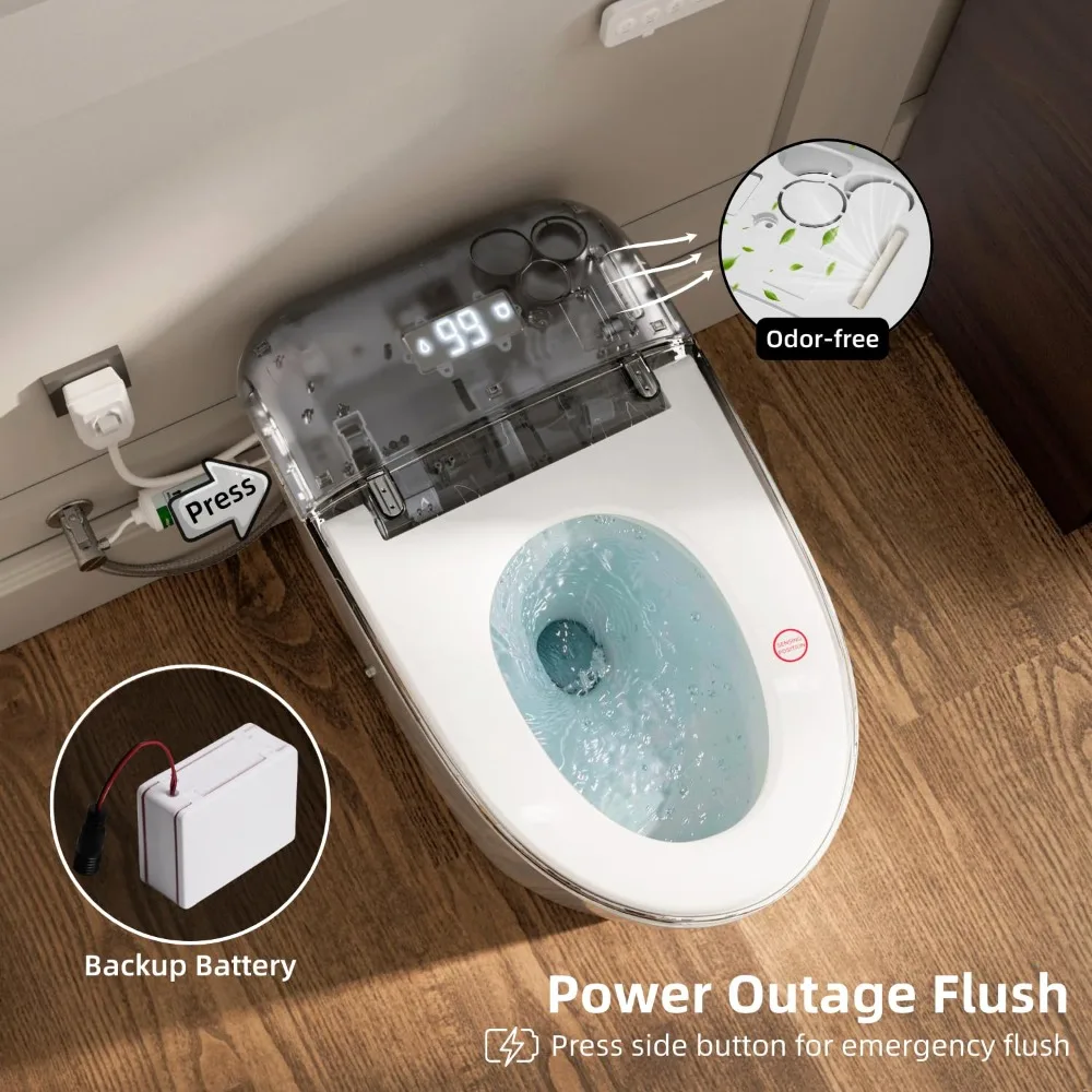 E5D Smart Bidet Toilet, Built-in Water Tank, Battery Backup Flush, Foot Kick Flush, Instant Warm Water, Heated Seat, Custom
E5D Smart Bidet Toilet, Built-in Water Tank, Battery Backup Flush, Foot Kick Flush, Instant Warm Water, Heated Seat, Custom
