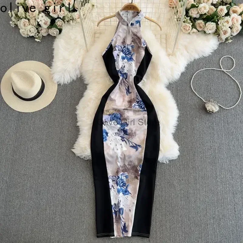 Sleeveless Cheongsam Traditional Chinese Retro Printing Hollowed Out Slim Split Skirt Modern Qipao Sexy China Dress
Sleeveless Cheongsam Traditional Chinese Retro Printing Hollowed Out Slim Split Skirt Modern Qipao Sexy China Dress