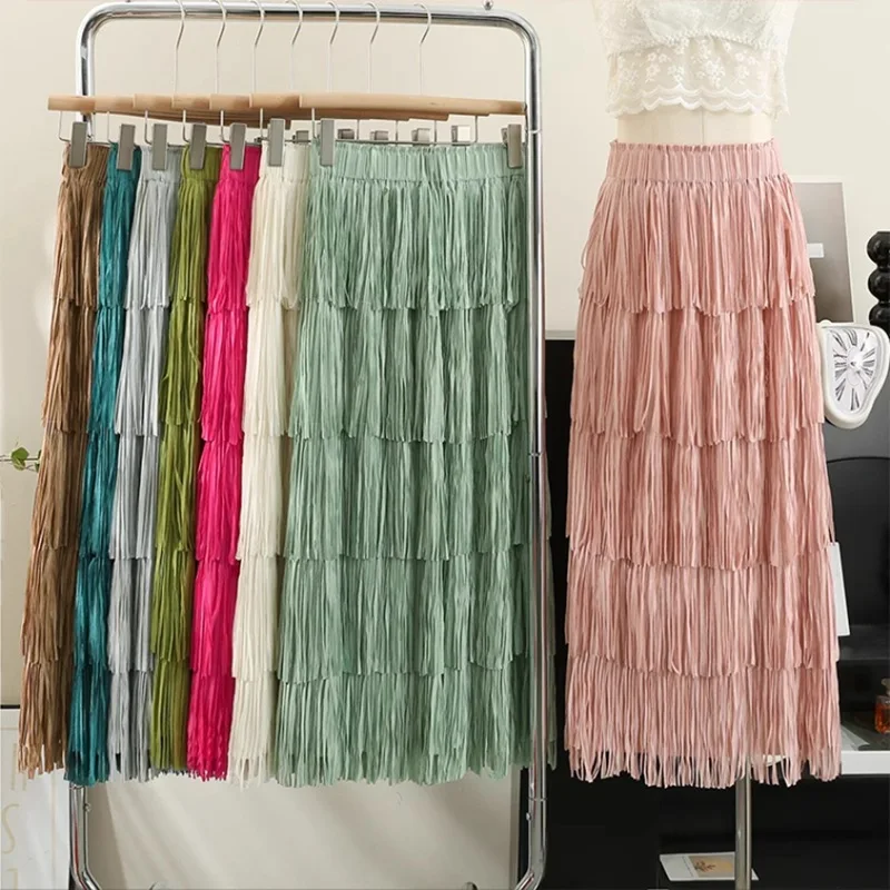 Womens Elegant Layered Tassel Midi Skirt 2026 New Fashion High Waisted Sexy Tiered Fringe A-Line Casual Office Skirts Female
Womens Elegant Layered Tassel Midi Skirt 2026 New Fashion High Waisted Sexy Tiered Fringe A-Line Casual Office Skirts Female