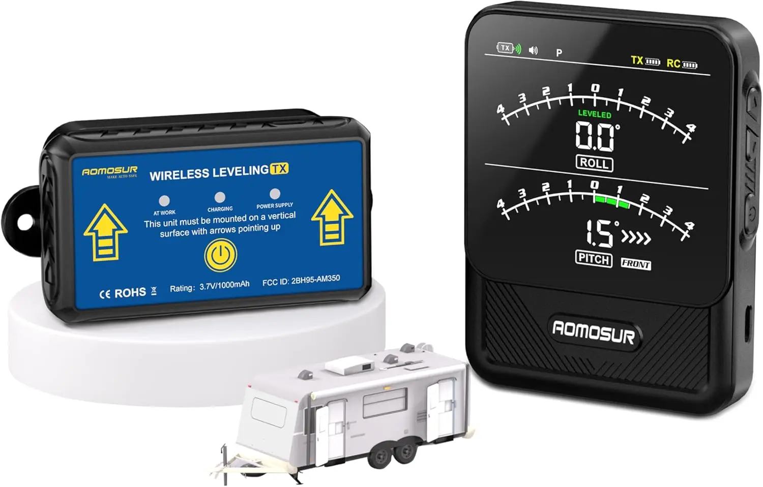 Wireless RV Leveling System with Smart Electronic Camper Leveler and Automatic Trailer Indicator, Portable Screen Included