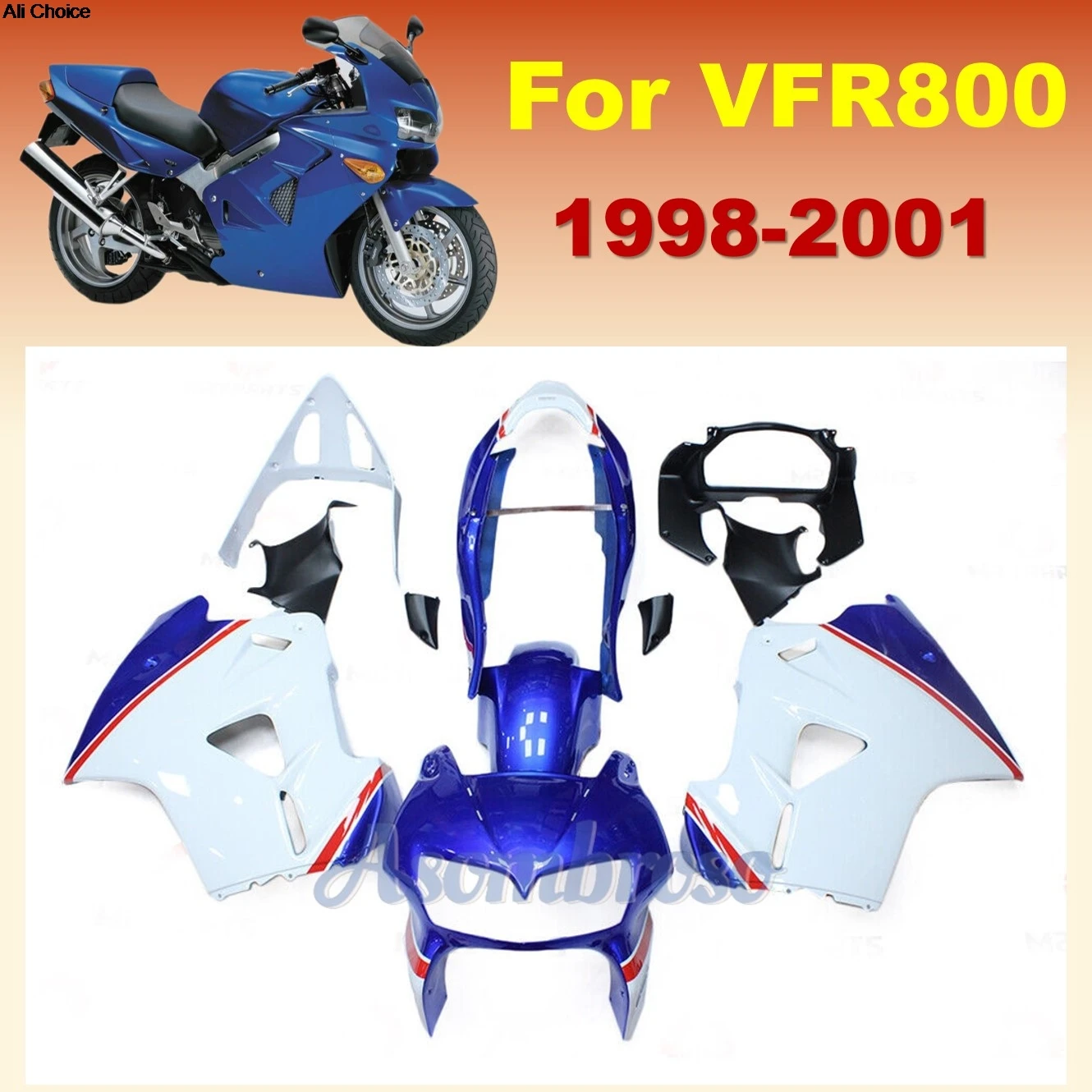 Blue White Fairing kit For VFR800 1998 1999 2000 2001 VFR 800RR 98 99 00 01 VFR800RR Injection Motorcycle Fairings
Blue White Fairing kit For VFR800 1998 1999 2000 2001 VFR 800RR 98 99 00 01 VFR800RR Injection Motorcycle Fairings
