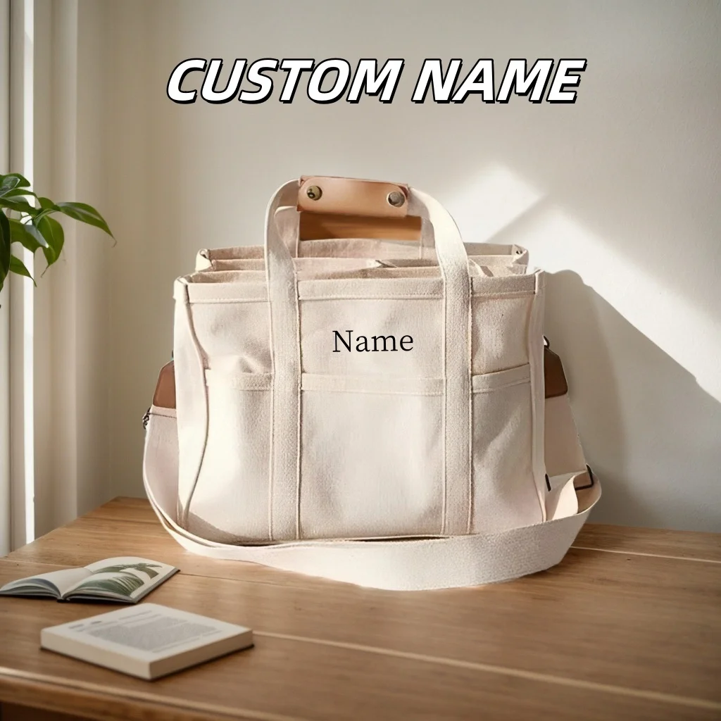 Personalized Women Casual Canvas Handbag Shopping Multi-pocket Large Capacity Tote Bag Adjustable Shoulder Bags Embroidery Name
Personalized Women Casual Canvas Handbag Shopping Multi-pocket Large Capacity Tote Bag Adjustable Shoulder Bags Embroidery Name