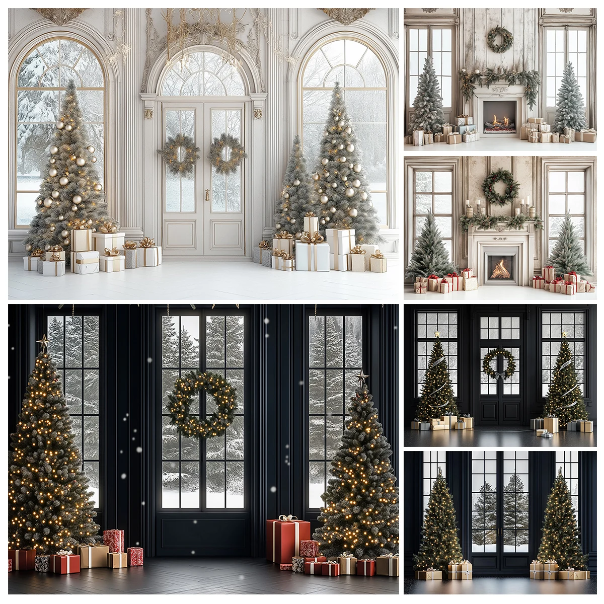 Luxury Christmas Door Large Windows Backdrops Kids Adult Photography Props White And Gold Xmas Trees Wreath Backgrounds
Luxury Christmas Door Large Windows Backdrops Kids Adult Photography Props White And Gold Xmas Trees Wreath Backgrounds