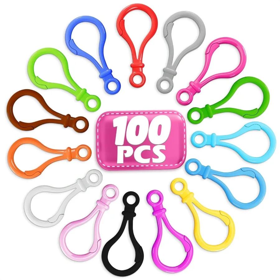 100 Pcs Plastic Keychain Clip Set Sturdy Key Chain Hooks in 15 Assorted Colors with EasyOpen Closure Attachment Hole Versatile
100 Pcs Plastic Keychain Clip Set Sturdy Key Chain Hooks in 15 Assorted Colors with EasyOpen Closure Attachment Hole Versatile