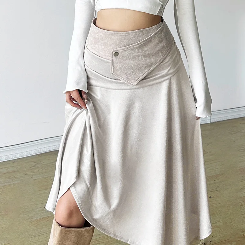 European and American style autumn new women's dress solid color loose street fashion high waist irregular skirt women
European and American style autumn new women's dress solid color loose street fashion high waist irregular skirt women