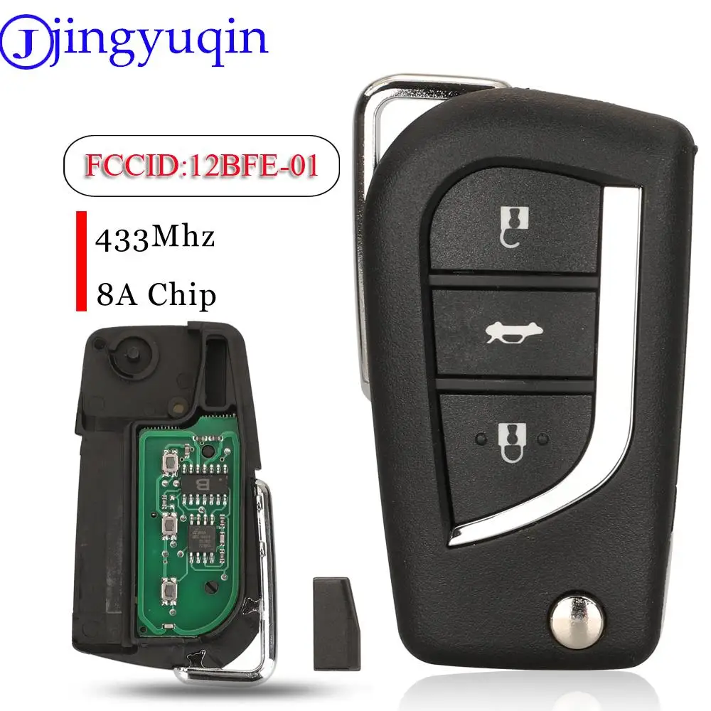 Jingyuqin 3 Buttons Folding Smart Remote Car Key Fob 12BFE-01 433MHz H-8A Chip For Toyota RAV4 CAMRY Auris Yaris 2015-2018
Jingyuqin 3 Buttons Folding Smart Remote Car Key Fob 12BFE-01 433MHz H-8A Chip For Toyota RAV4 CAMRY Auris Yaris 2015-2018
