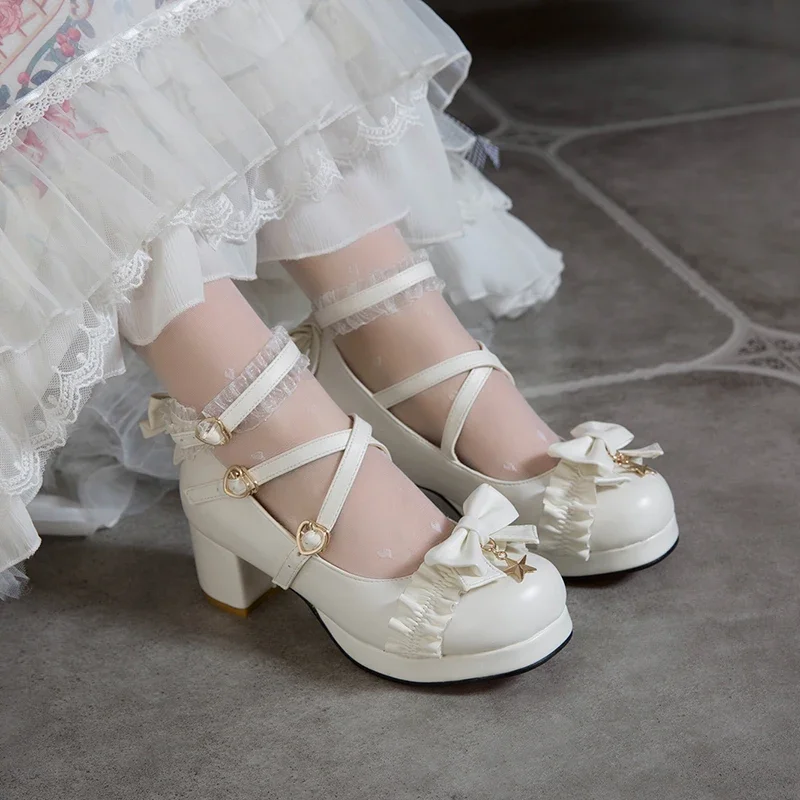 YQBTDL Lolita Cross Strap Children Block Heels Mary Jane Pumps Party School White Apricot Ruffles Bow Princess Shoes Girls 14+y
YQBTDL Lolita Cross Strap Children Block Heels Mary Jane Pumps Party School White Apricot Ruffles Bow Princess Shoes Girls 14+y