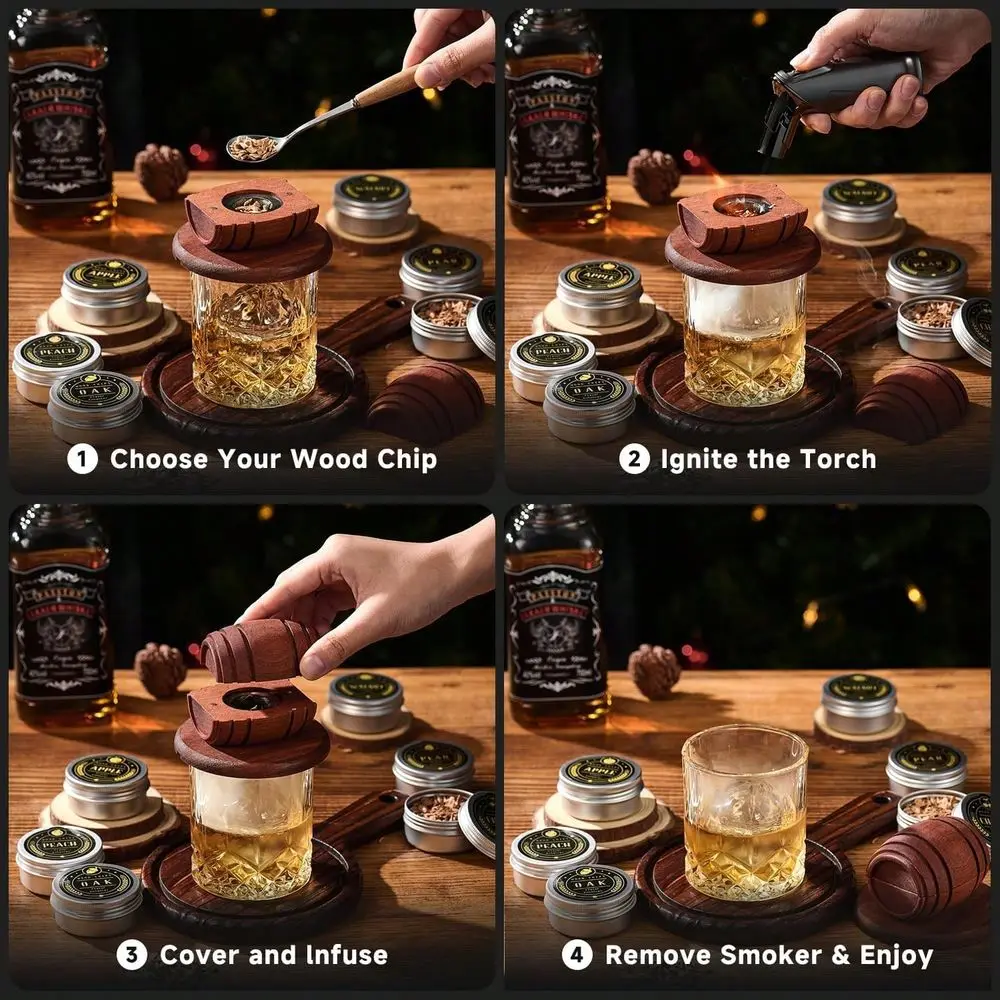 Smoker Kit With Torch 6 Flavors Wood Chips, 2 Glasses, 2 Ice Ball Molds Cocktail Smoker Infuser Kit, Old Fashioned Drink Smoker
Smoker Kit With Torch 6 Flavors Wood Chips, 2 Glasses, 2 Ice Ball Molds Cocktail Smoker Infuser Kit, Old Fashioned Drink Smoker