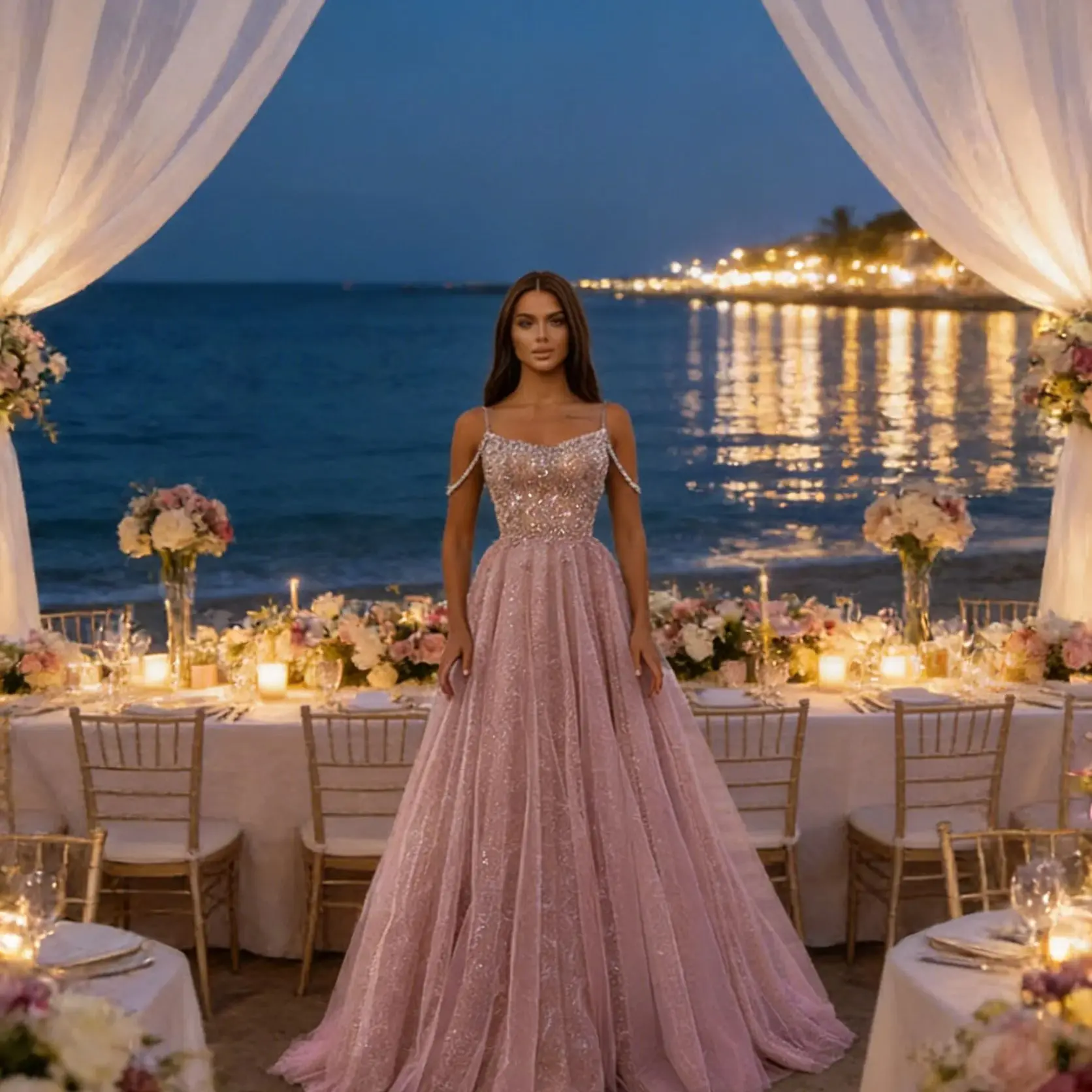 Sparkling Beaded Spaghetti Strap Pink Princess A-line Prom Dress Formal Evening Gown For Women Party
Sparkling Beaded Spaghetti Strap Pink Princess A-line Prom Dress Formal Evening Gown For Women Party