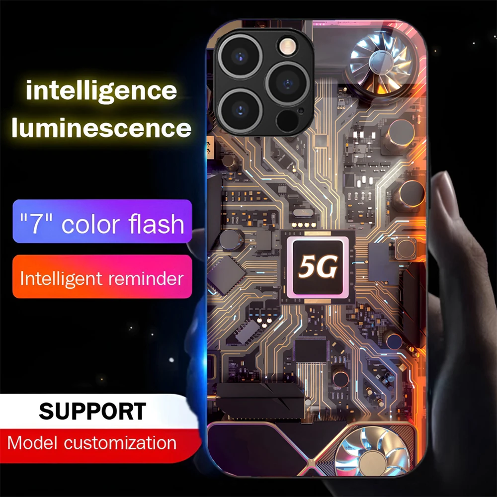 Cyberpunk-style 5G PCB Sound Music Control Led Light Phone Case Glowing Cover For iPhone Air 17 16 E 15 14 13 12 Pro Max Plus
Cyberpunk-style 5G PCB Sound Music Control Led Light Phone Case Glowing Cover For iPhone Air 17 16 E 15 14 13 12 Pro Max Plus