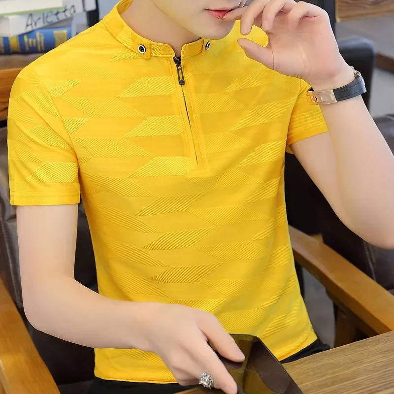 Men's Zipper Lapel Ice Silk Short-sleeved Polo Shirt T-shirt Summer New Youth Half-sleeved Top
Men's Zipper Lapel Ice Silk Short-sleeved Polo Shirt T-shirt Summer New Youth Half-sleeved Top