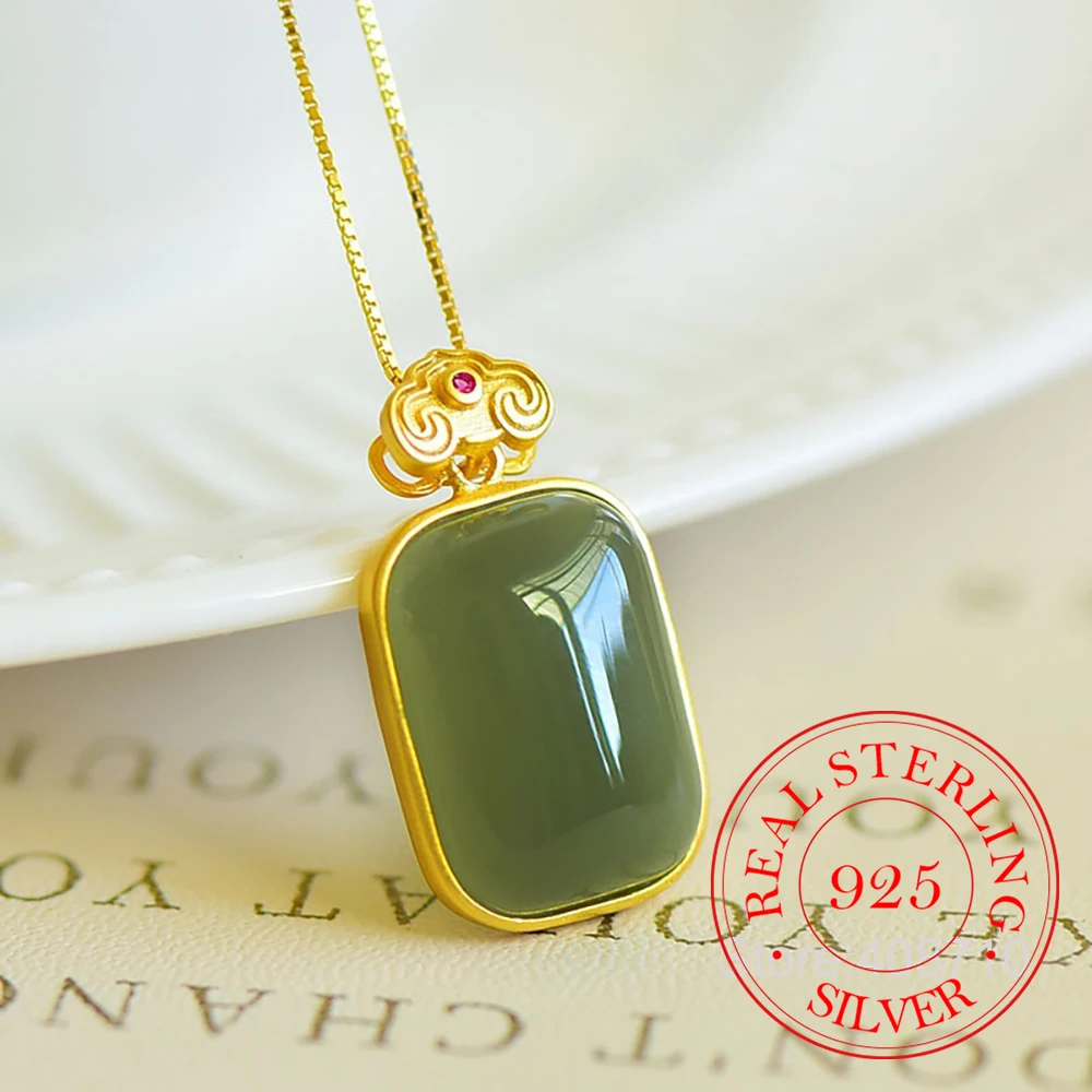 925 Sterling Silver Jewelry Luxury Geometric Natural Jade Necklace Pendant for Women Wedding Party Jewelry for Girls Friend Gift
925 Sterling Silver Jewelry Luxury Geometric Natural Jade Necklace Pendant for Women Wedding Party Jewelry for Girls Friend Gift