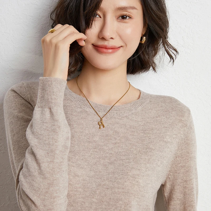 New women's sweater 100% pure wool O-neck knitted cashmere pullover long-sleeved basic sweater women's slim fashion top
New women's sweater 100% pure wool O-neck knitted cashmere pullover long-sleeved basic sweater women's slim fashion top