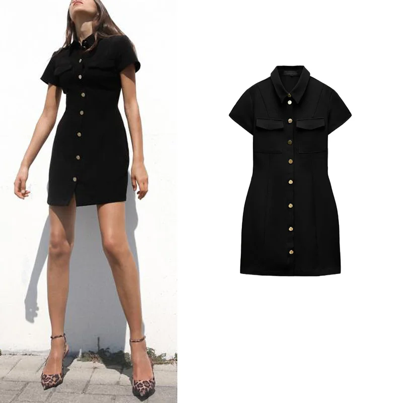 Spring New Women's Bla Slim Fit ort Sve irt Dr Golden Button Street Sle Summer Collection Polyester Fiber 00%
Spring New Women's Bla Slim Fit ort Sve irt Dr Golden Button Street Sle Summer Collection Polyester Fiber 00%