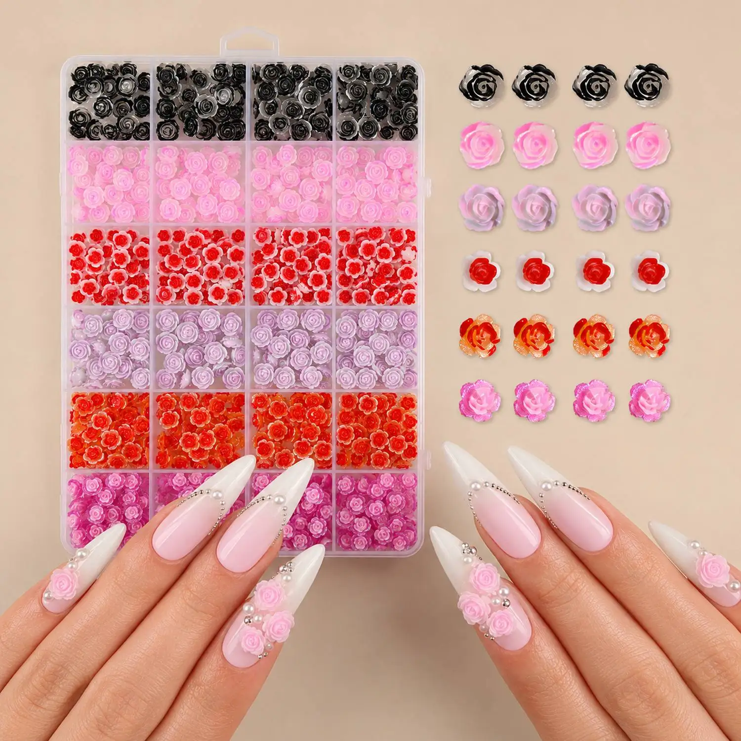 24Grids/Box 3D Embossed Small Flower Nail Charms Natural Color Small Flower Nail Decoration Classic Style Small Flower Nail Part
24Grids/Box 3D Embossed Small Flower Nail Charms Natural Color Small Flower Nail Decoration Classic Style Small Flower Nail Part