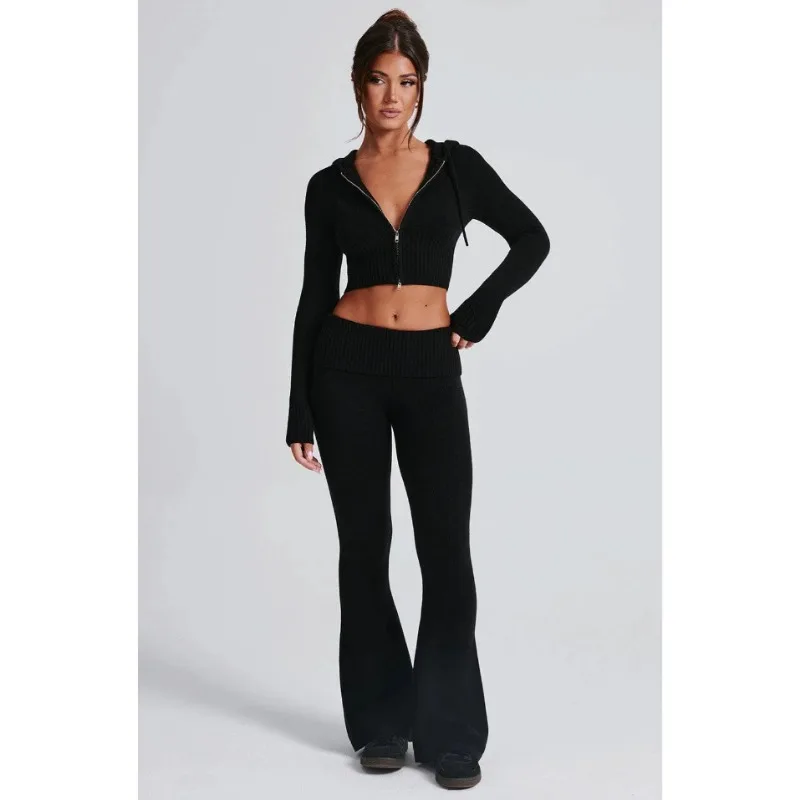 Новое поступление, облегающий укороченный комплект с капюшоном в западном стиле — повседневные брюки из двух частей и топ с капюшоном для женской повседневной моды
Новое поступление, облегающий укороченный комплект с капюшоном в западном стиле — повседневные брюки из двух частей и топ с капюшоном для женской повседневной моды