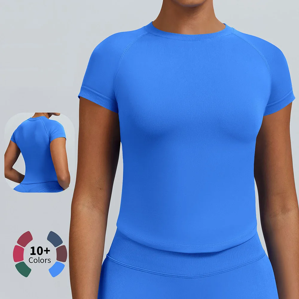 Бесшовная быстросохнущая футболка для йоги для женщин, высокоэластичная, дышащая, облегающая, для тренировок, с коротким рукавом, спортивная майка
Бесшовная быстросохнущая футболка для йоги для женщин, высокоэластичная, дышащая, облегающая, для тренировок, с коротким рукавом, спортивная майка