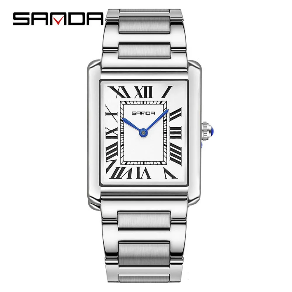 New Fashion Sanda Top Brand Rectangular For Women Man Silver Case Luxury Leather Band Quartz Clock Zegarek Damski Wrist Watches
New Fashion Sanda Top Brand Rectangular For Women Man Silver Case Luxury Leather Band Quartz Clock Zegarek Damski Wrist Watches
