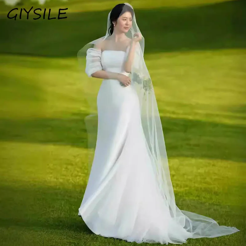 White Satin Light Wedding Dresses Korea Simple Tube Top Mermaid Photo Shoot Bride Small Tail Bubble Short Sleeve Gowns Dress
White Satin Light Wedding Dresses Korea Simple Tube Top Mermaid Photo Shoot Bride Small Tail Bubble Short Sleeve Gowns Dress