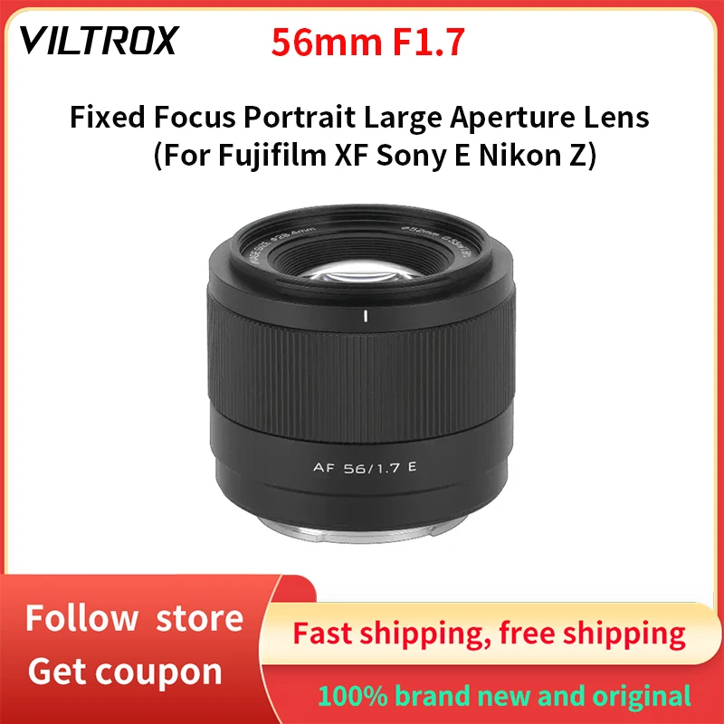 Объектив VILTROX AF 56 мм F1.7 APS-C с фиксированным фокусом и большой диафрагмой для видеоблога Sony E Nikon Z Fujifilm XF Mount Camera
Объектив VILTROX AF 56 мм F1.7 APS-C с фиксированным фокусом и большой диафрагмой для видеоблога Sony E Nikon Z Fujifilm XF Mount Camera