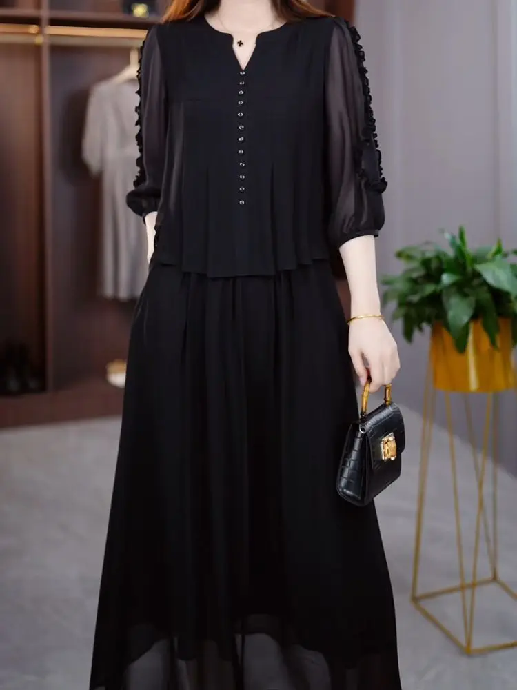 2026 Spring Summer New Leisure Style Solid Short Sleeve Large Size Elegant Casual Dress Women Loose Fit Chiffon Y2K Dresses D40
2026 Spring Summer New Leisure Style Solid Short Sleeve Large Size Elegant Casual Dress Women Loose Fit Chiffon Y2K Dresses D40