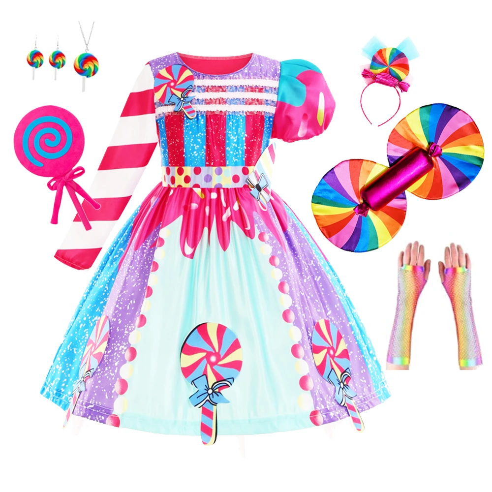 Lollipop Rainbow Purim Festival Princess Dress Children Sweet Candy Cosplay Frocks Girls Halloween Carnival Birthday Outfits
Lollipop Rainbow Purim Festival Princess Dress Children Sweet Candy Cosplay Frocks Girls Halloween Carnival Birthday Outfits