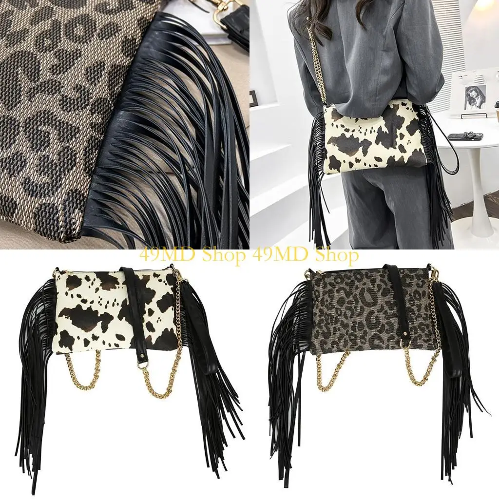 49MD Trendy Tassel Fringe Clutch Purse Women Faux Leather Leopard Print Crossbody Bag
49MD Trendy Tassel Fringe Clutch Purse Women Faux Leather Leopard Print Crossbody Bag