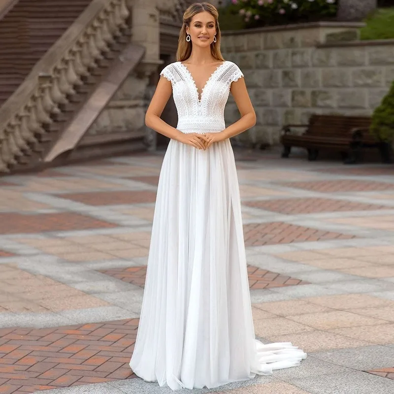 Customized A Line Women Wedding Dresses V Neck Chiffon Bridal Gowns Court Train Formal Occasion robe de mariée
Customized A Line Women Wedding Dresses V Neck Chiffon Bridal Gowns Court Train Formal Occasion robe de mariée