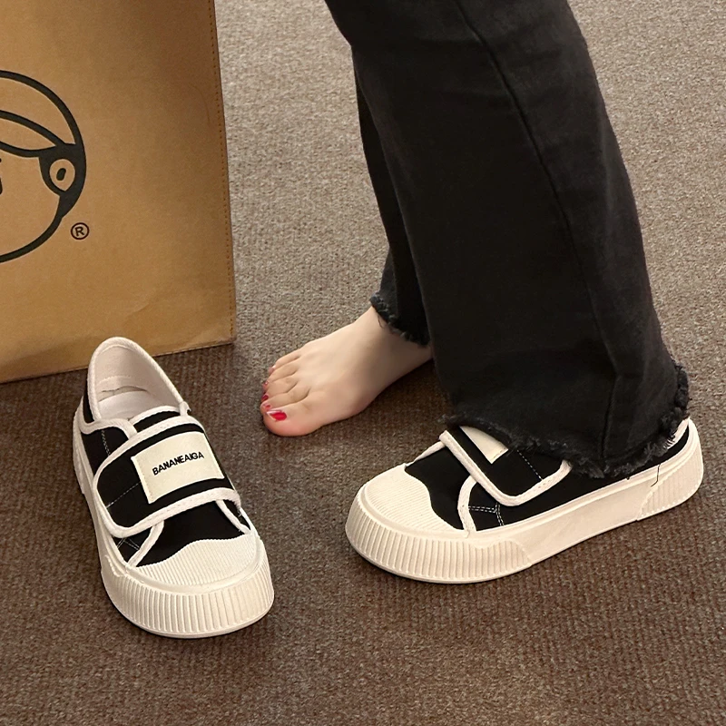 Women's Canvas Shoes Summer Big Head Thick Bottom Magic Tape White Sneakers Fashionable All-Match Flats Korean Style round Toe
Women's Canvas Shoes Summer Big Head Thick Bottom Magic Tape White Sneakers Fashionable All-Match Flats Korean Style round Toe