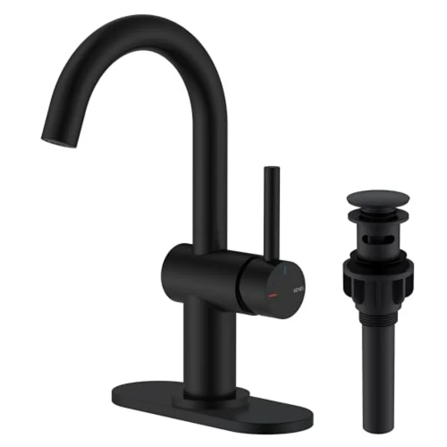 Matte Black Bathroom Sink Faucet Single Handle Modern Prep Wet Bar Faucet with Drain Assembly Deck Plate Farmhouse RV Camper Ou
Matte Black Bathroom Sink Faucet Single Handle Modern Prep Wet Bar Faucet with Drain Assembly Deck Plate Farmhouse RV Camper Ou